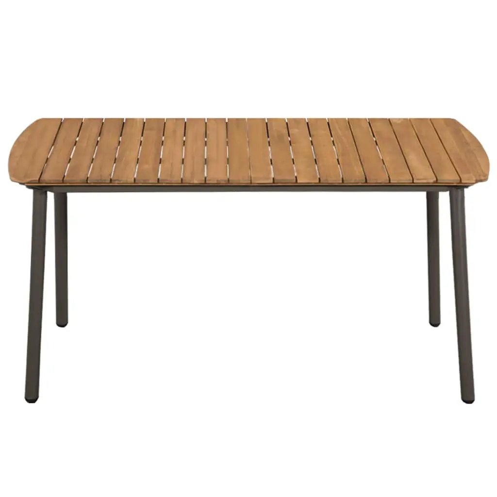 5-Piece Grey Outdoor Dining Set with Acacia Table