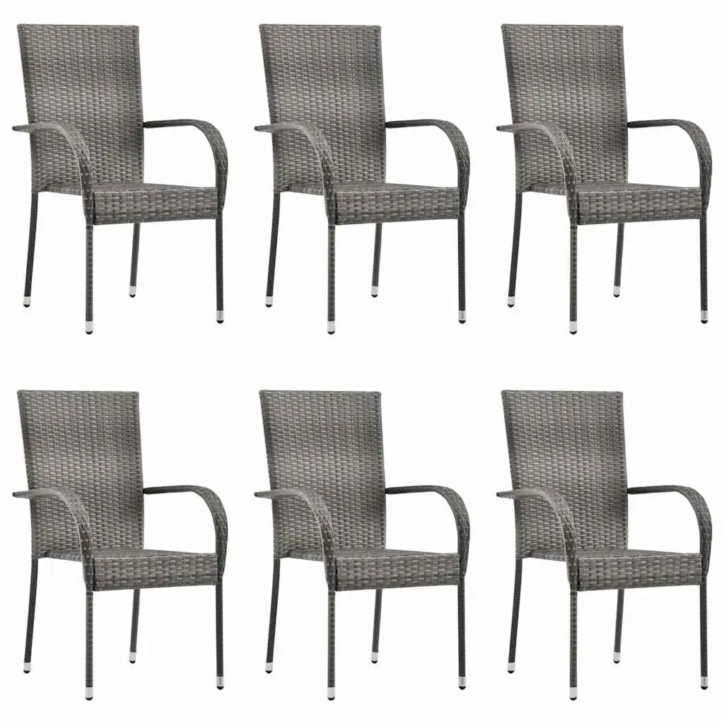 7 Piece Garden Dining Set with Steel Frame and Acacia Table