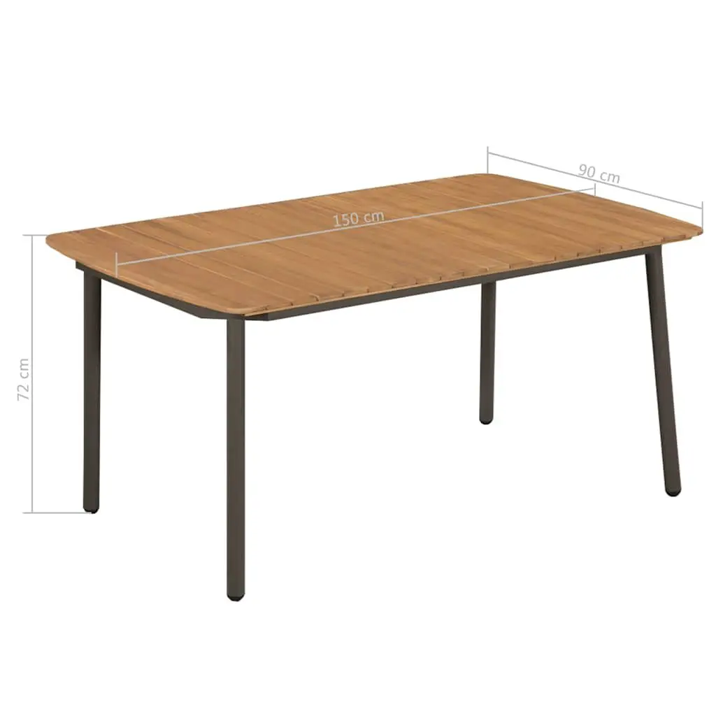 7 Piece Garden Dining Set with Steel Frame and Acacia Table