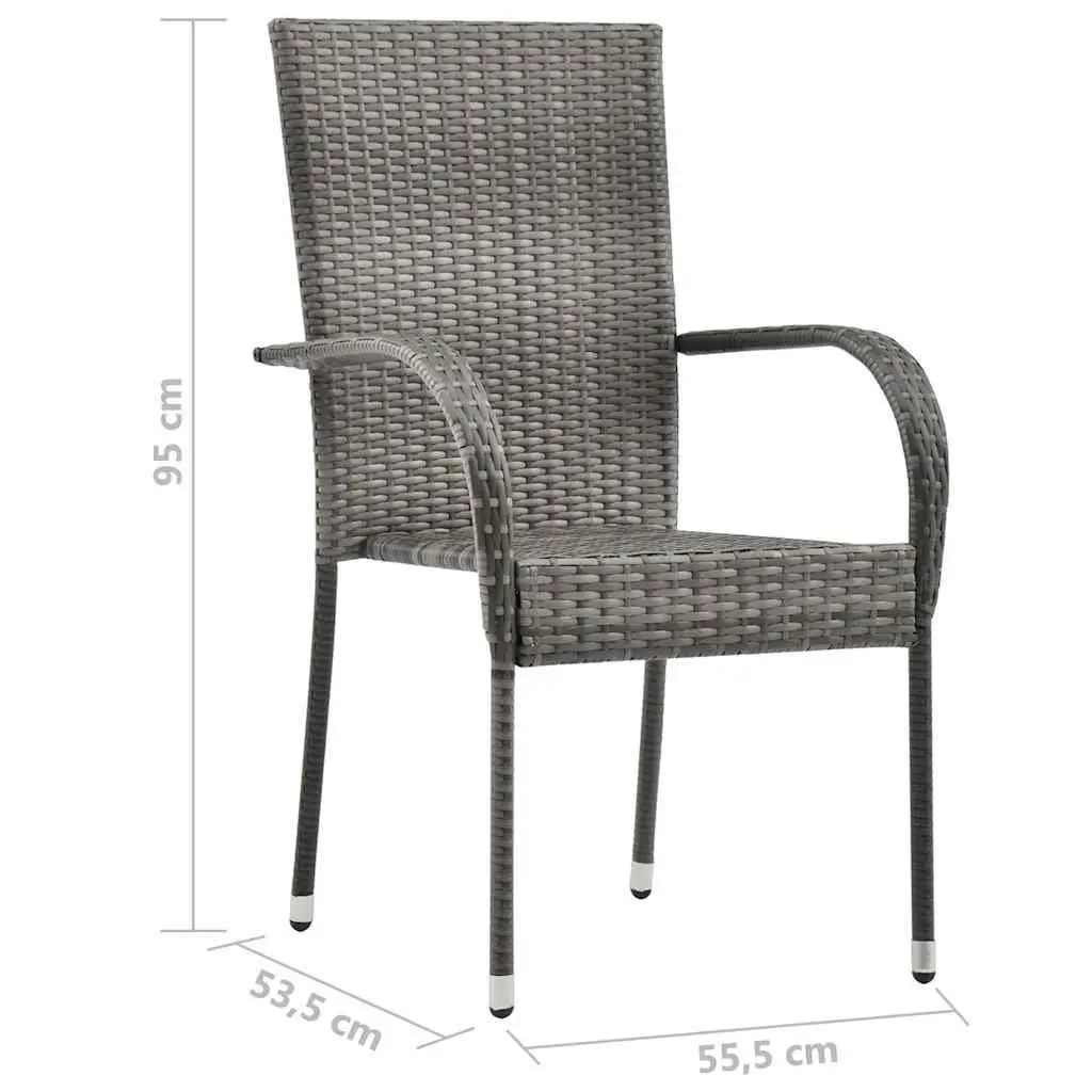 7 Piece Garden Dining Set with Steel Frame and Acacia Table