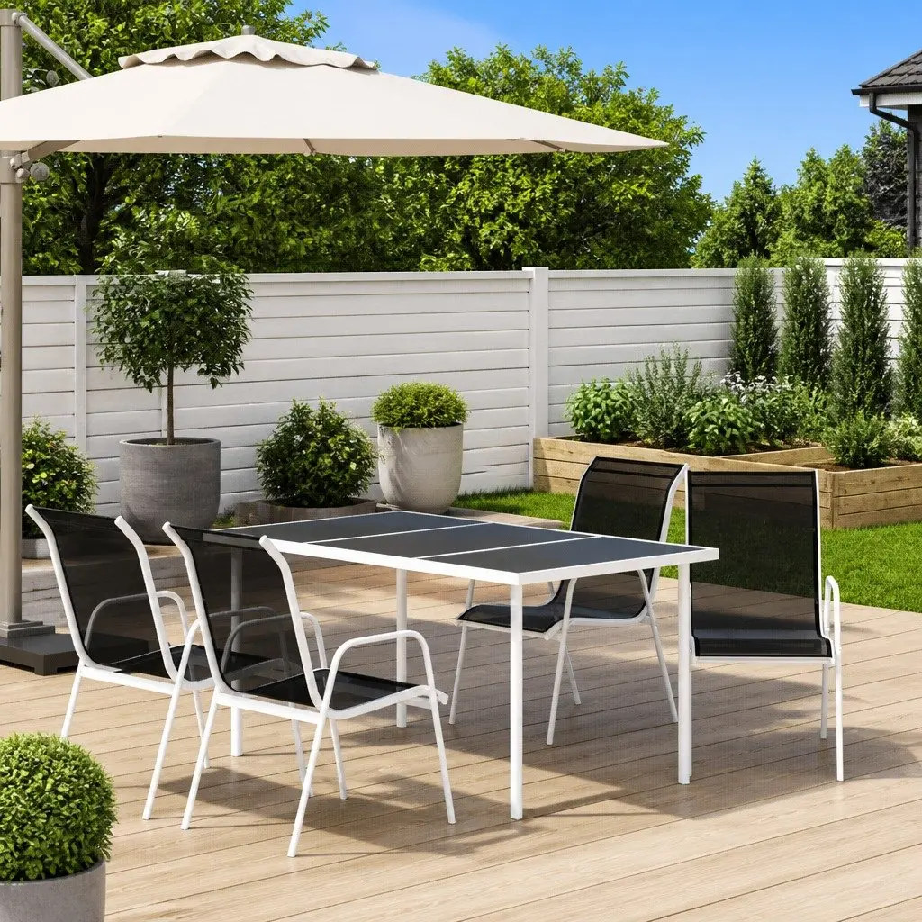 5 Piece Outdoor Dining Set with Black Chairs