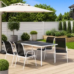 Durable 5 Piece Outdoor Dining Set with Black Chairs