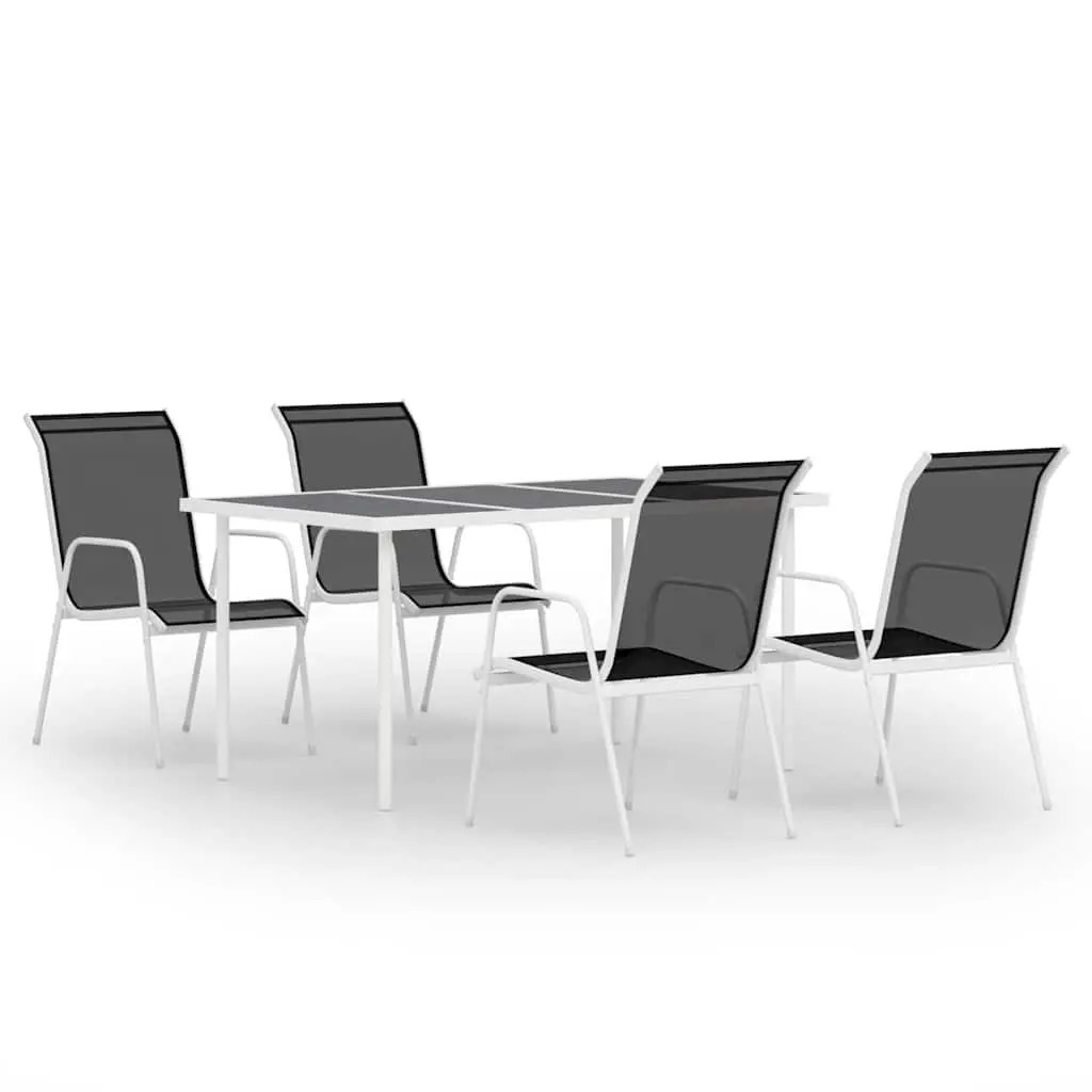 5 Piece Outdoor Dining Set with Black Chairs