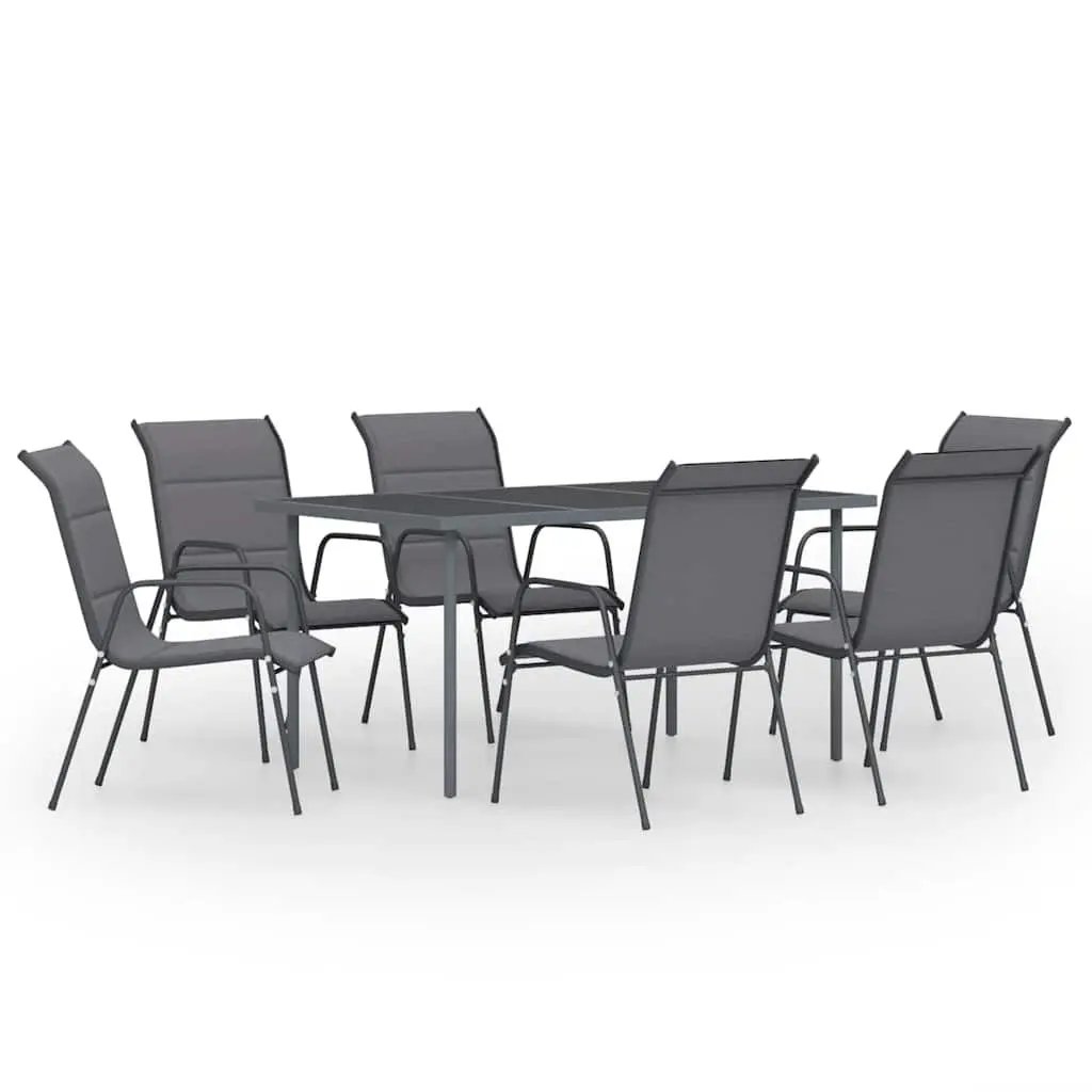 7-Piece Anthracite Outdoor Dining Set with Steel Frame