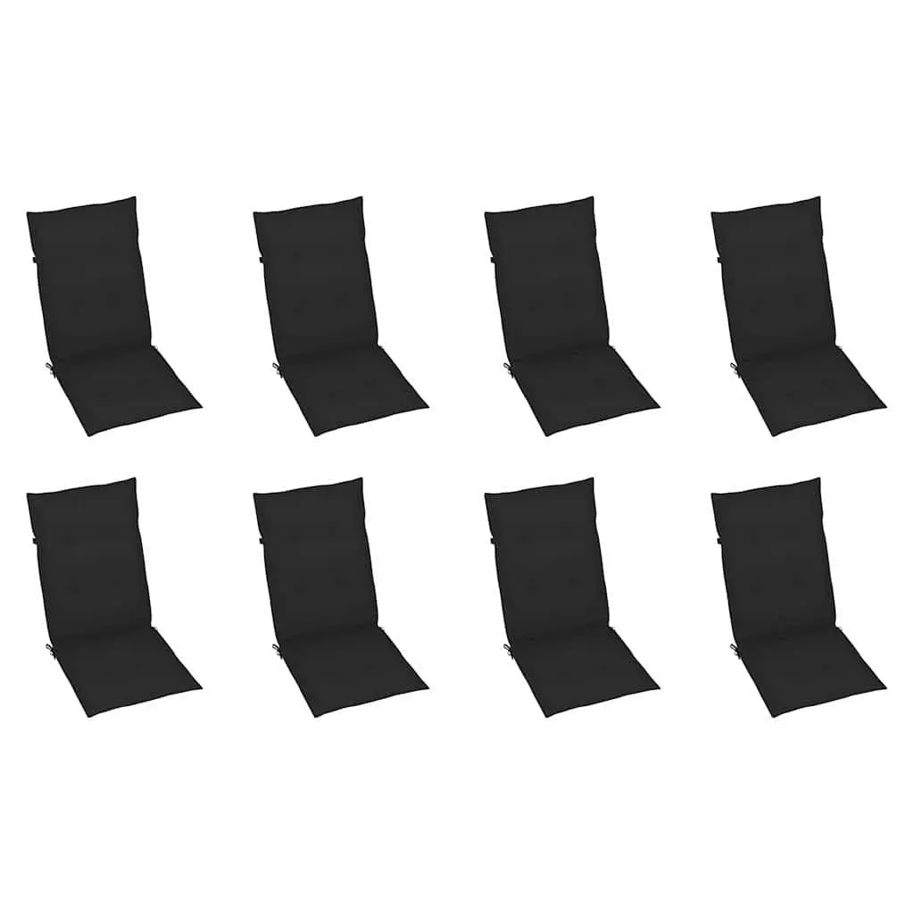 Reclining Garden Chairs Teak Wood 8 Pieces Black Cushions