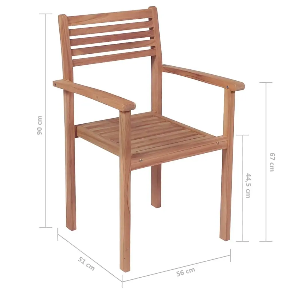 8 Pcs Stackable Teak Wood Outdoor Chairs