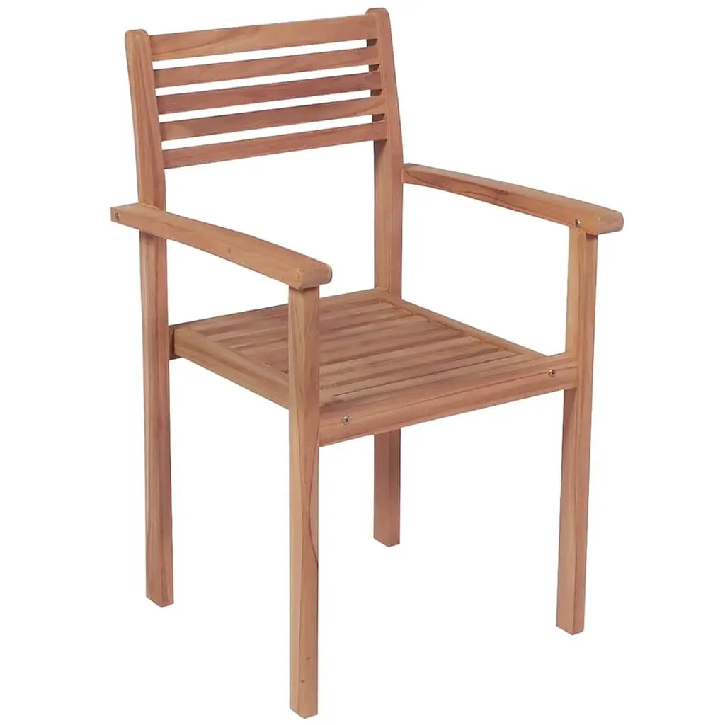 8-Piece Stackable Teak Wood Outdoor Dining Chairs