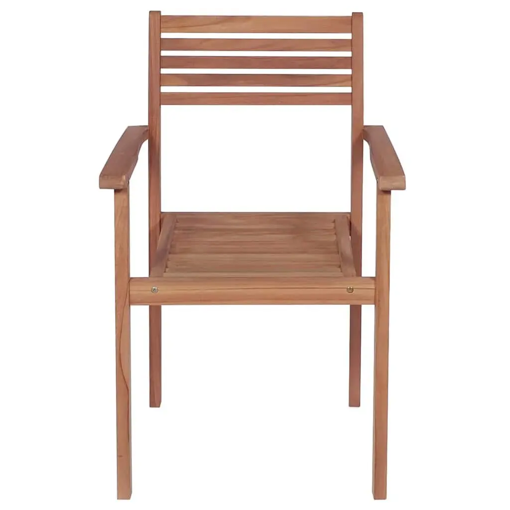8-Piece Stackable Teak Wood Outdoor Dining Chairs