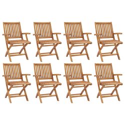 Set of 8 Outdoor Folding Chairs in Solid Teak Wood
