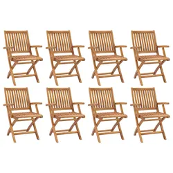 Set of 8 Outdoor Folding Chairs in Solid Teak Wood