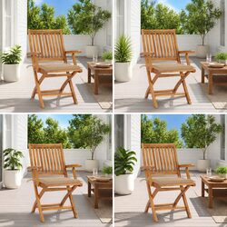 4-Piece Folding Garden Chair Set with Cushions in Beige