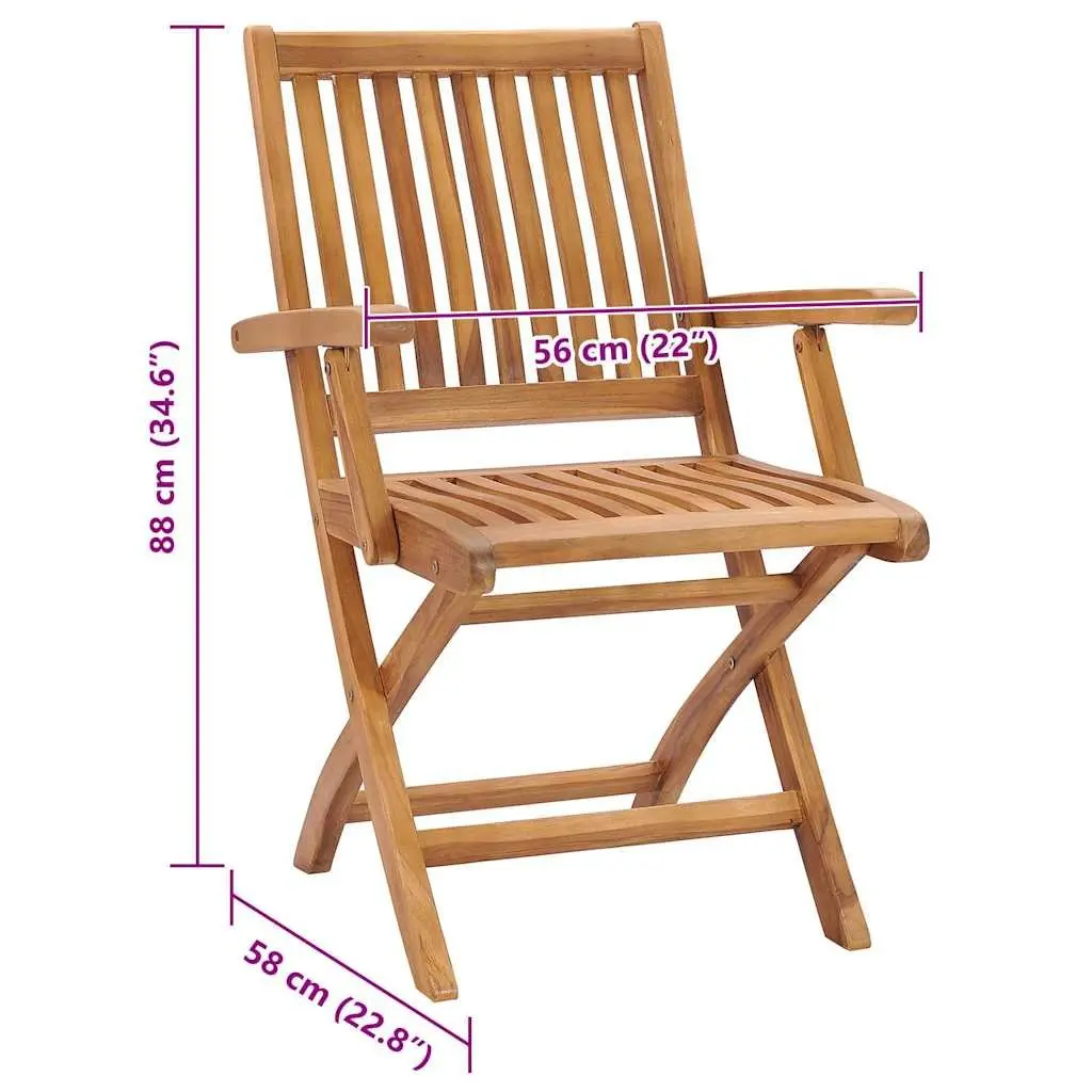 Folding Garden Chairs Set Solid Teak Wood Anthracite 6 Piece with Cushions