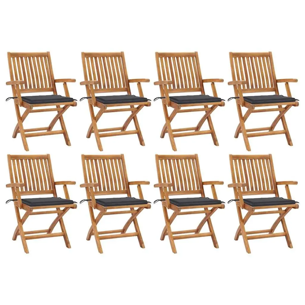 Folding Garden Chairs Teak Wood 8 Piece Outdoor Seating Anthracite