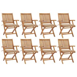 8-Piece Teak Wood Folding Garden Chairs with Cushions