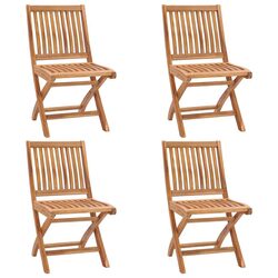 Durable Teak Wood Folding Garden Chairs Set of 4