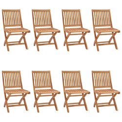 Teak Wood Outdoor Folding Garden Chairs Set of 8