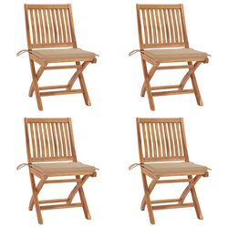 Premium Folding Garden Chairs Set of 4 with Cushions
