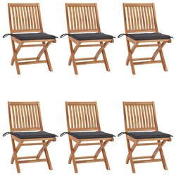 Premium Folding Garden Chairs Set with Cushions - 6 pcs
