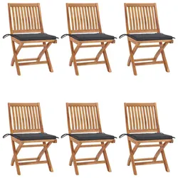 Premium Folding Garden Chairs Set with Cushions - 6 pcs