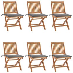 Set of 6 Outdoor Folding Garden Chairs with Cushions