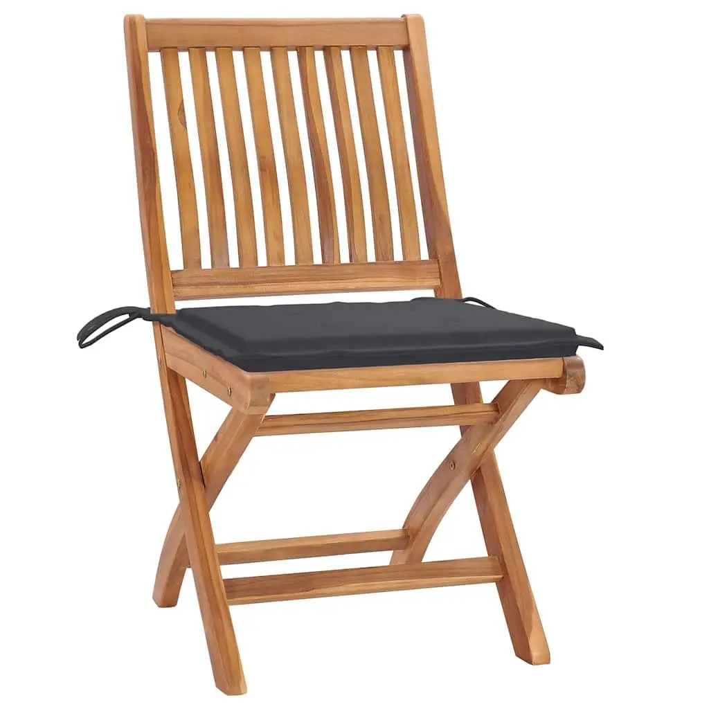 Folding Garden Chairs Teak Wood 8 pcs Outdoor Seating Anthracite