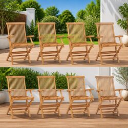 8-Piece Folding Wooden Garden Chairs for Outdoor Comfort