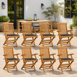 8-Piece Outdoor Folding Chairs Set in Teak Wood