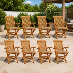 Premium Teak Wood Folding Garden Chair Set - 8 Pieces