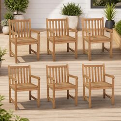 Solid Teak Wood Outdoor Chairs Set of 6 for Your Garden