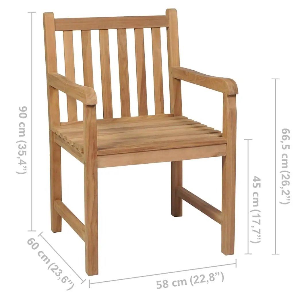 Set of 4 Solid Teak Outdoor Garden Chairs with Cushions