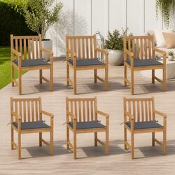6-Piece Outdoor Chair Set with Durable Teak Wood and Cushions