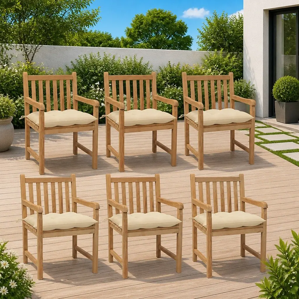 6-Piece Garden Chairs Set with Cream Cushions