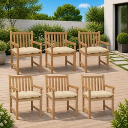 Durable 6-Piece Garden Chairs Set with Cream Cushions