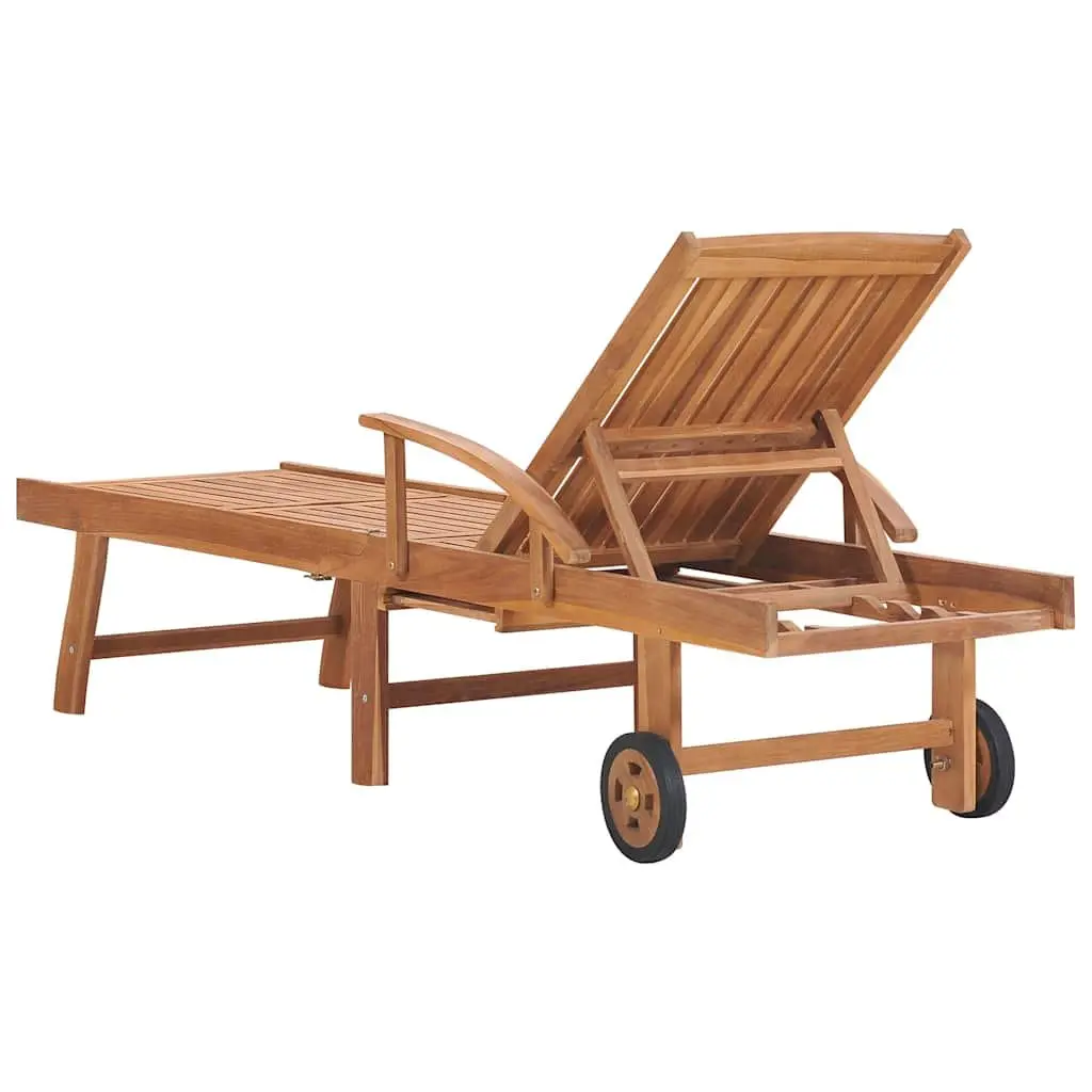 Sun Loungers 2 pcs Teak Wood Outdoor Daybed with Anthracite Cushion Adjustable