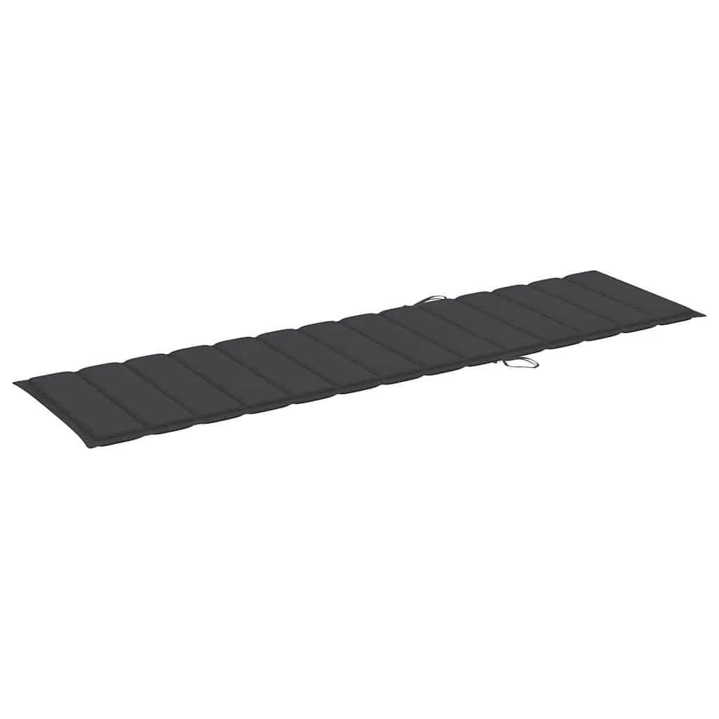 Sun Loungers 2 pcs Teak Wood Outdoor Daybed with Anthracite Cushion Adjustable
