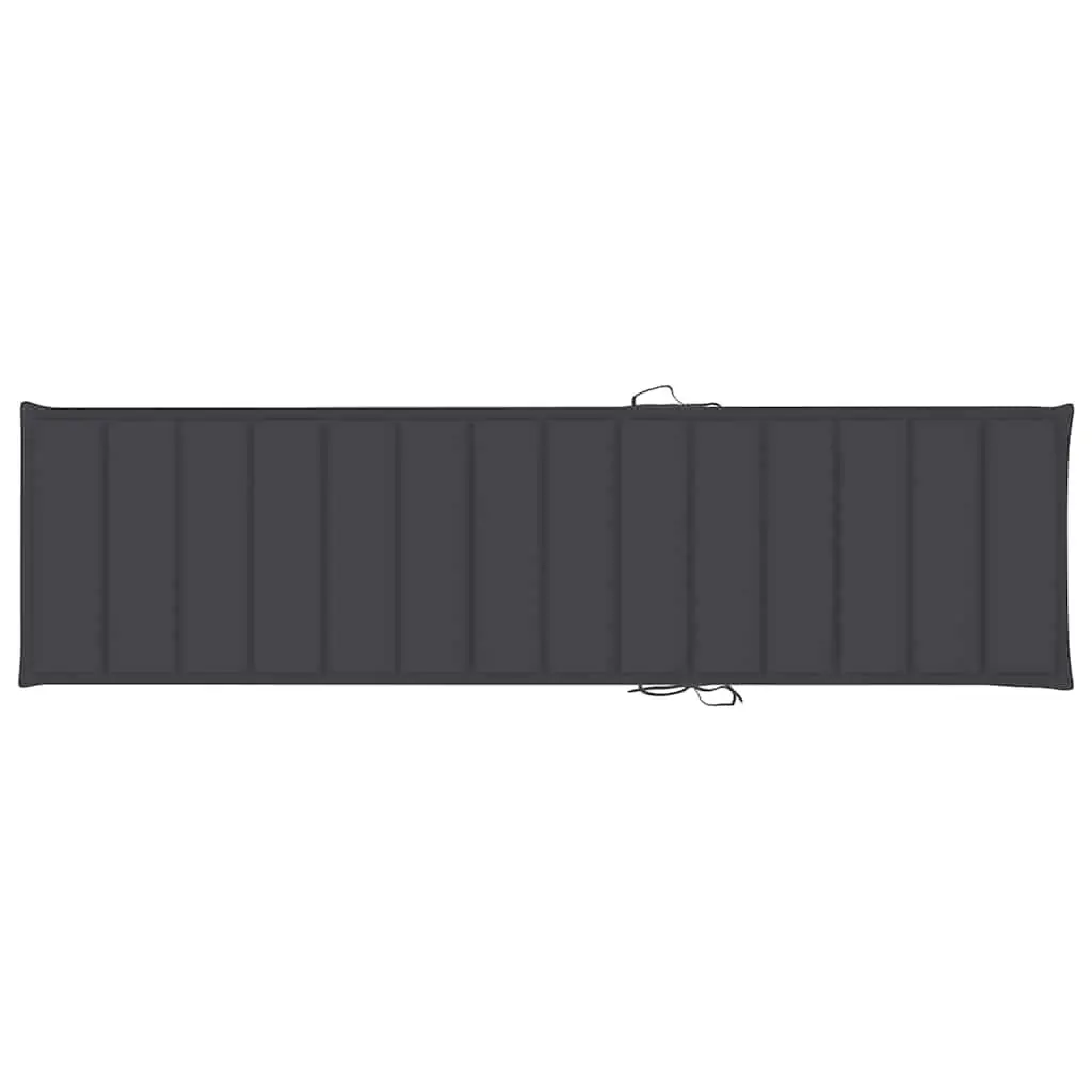 Sun Loungers 2 pcs Teak Wood Outdoor Daybed with Anthracite Cushion Adjustable