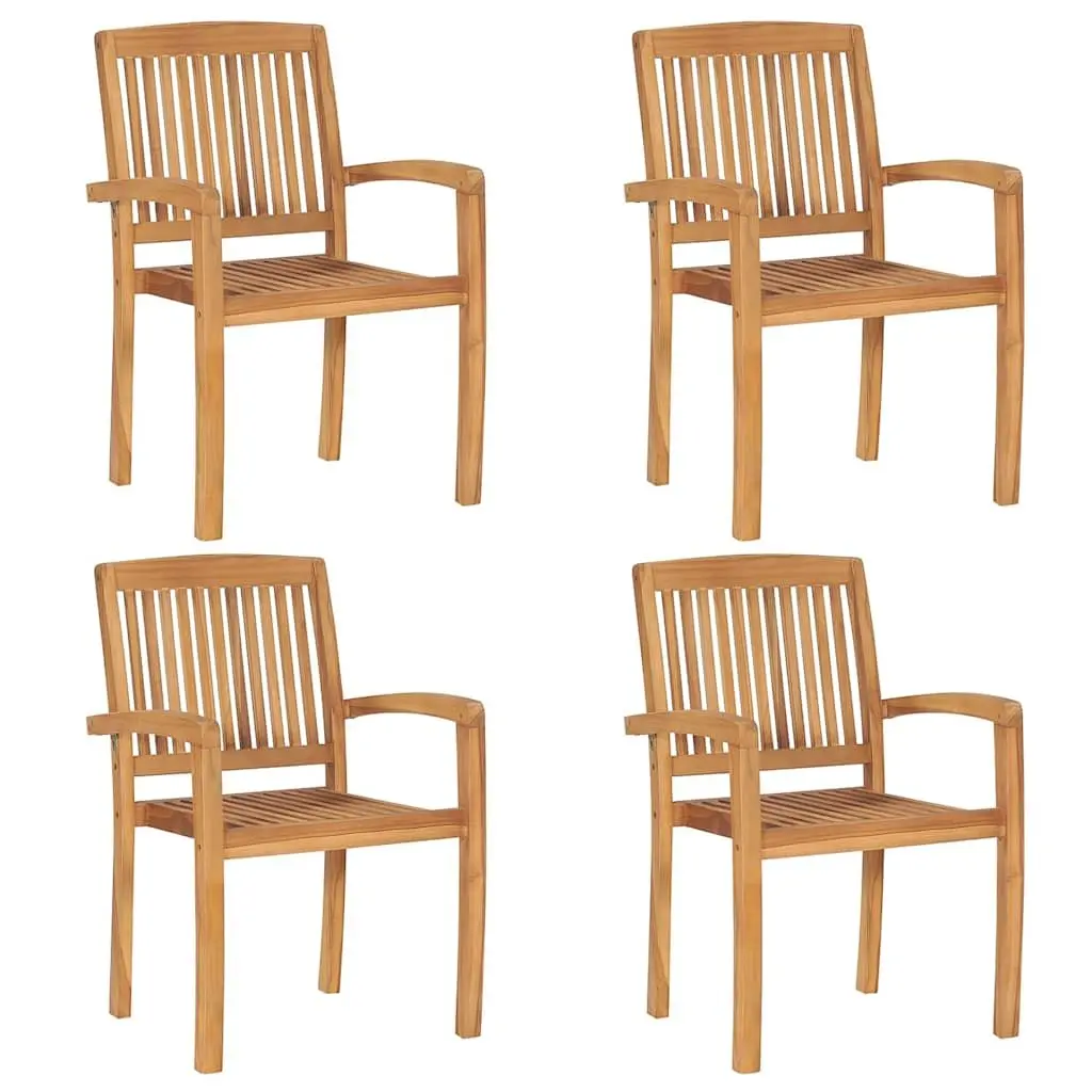 5 Piece Outdoor Dining Set Made of Solid Teak Wood