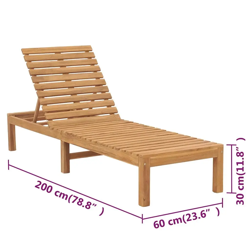 Adjustable Backrest Sun Lounger Set in Solid Teak