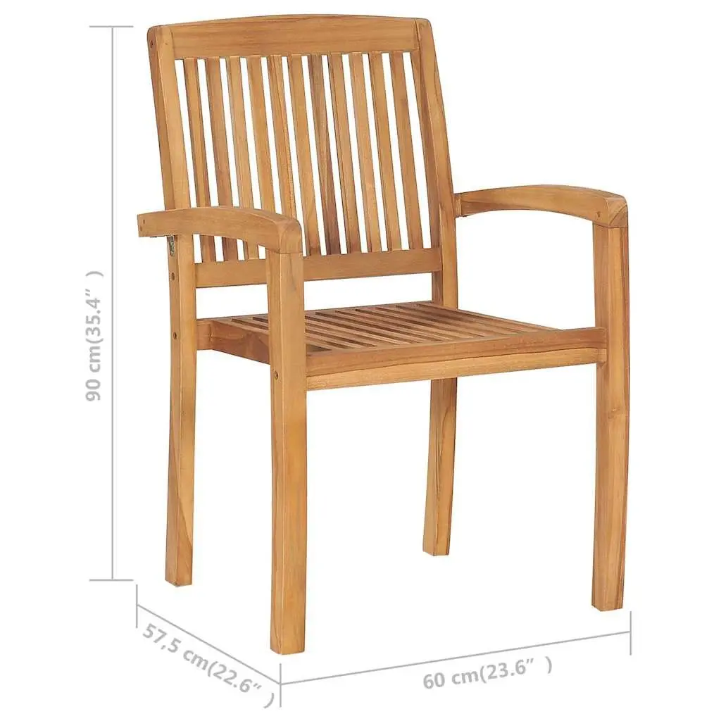 Outdoor Stacking Garden Chairs Set 6 Pieces Wooden Patio Seating Brown