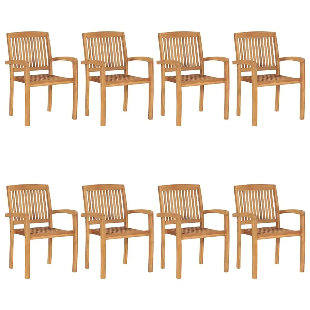 8-Piece Outdoor Teak Wood Stacking Chairs Set