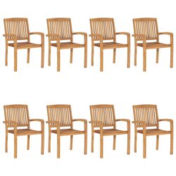 8-Piece Outdoor Teak Wood Stacking Chairs Set