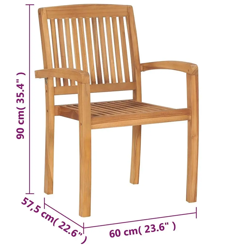 8-Piece Outdoor Teak Wood Stacking Chairs Set