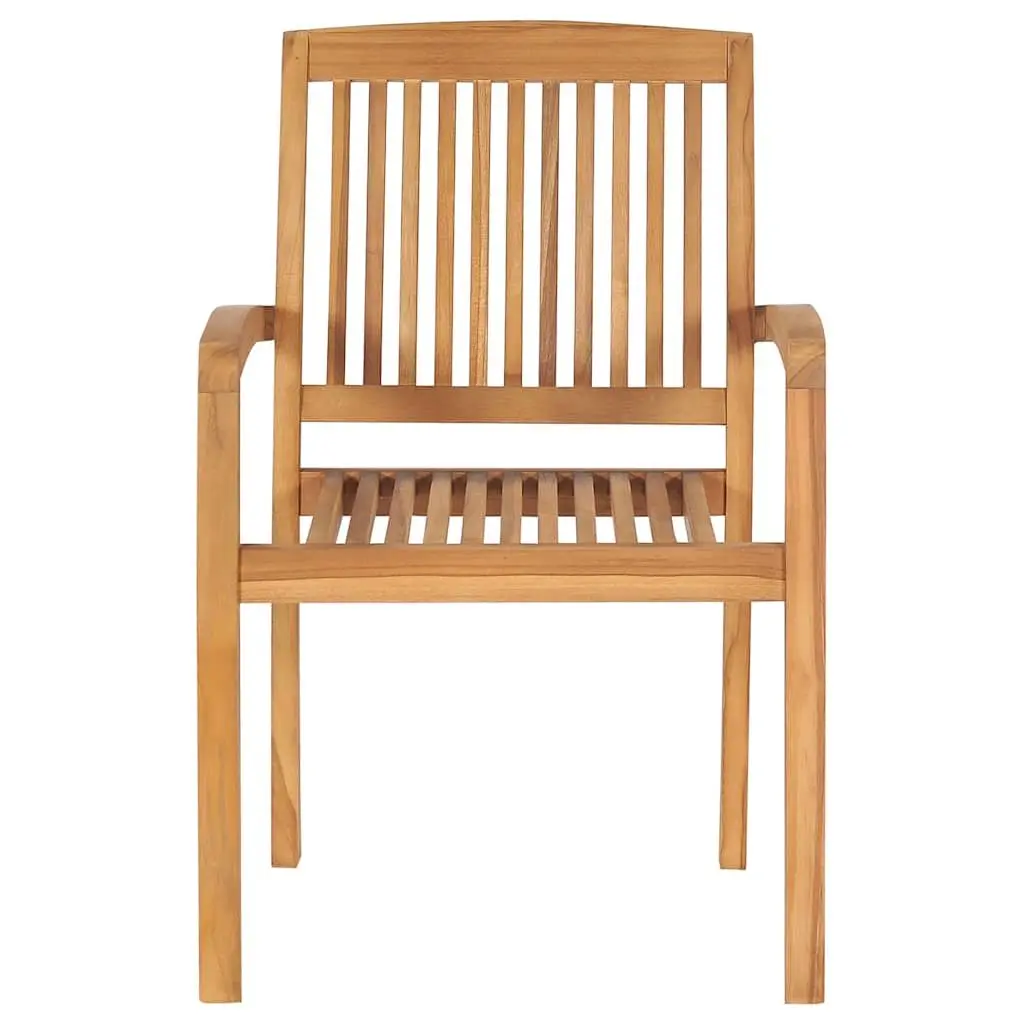 Solid Teak Wood Stacking Garden Chairs with Cushions Set