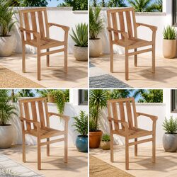 Brown Stackable Garden Chairs - 4 Piece Wooden Set