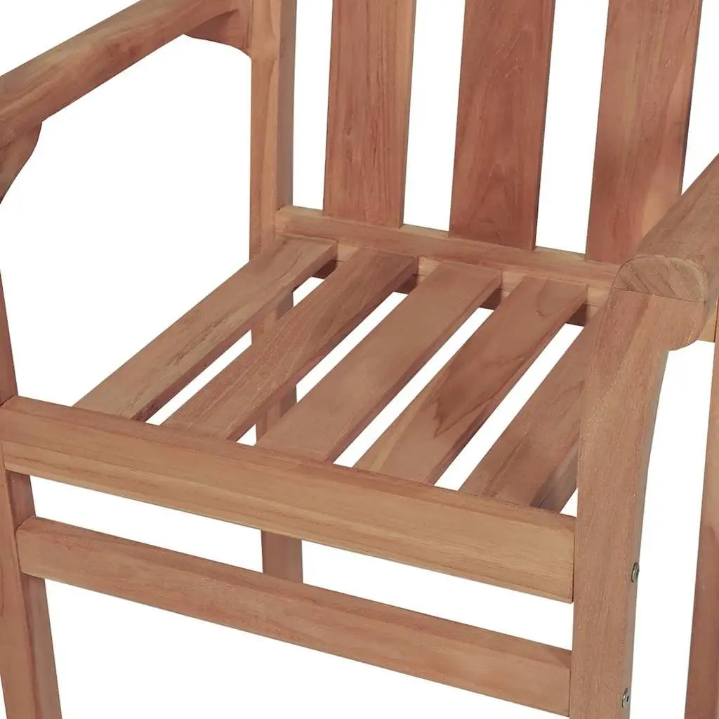 Outdoor Stackable Garden Chairs 4 Piece Set Brown Wooden Seat Patio Furniture