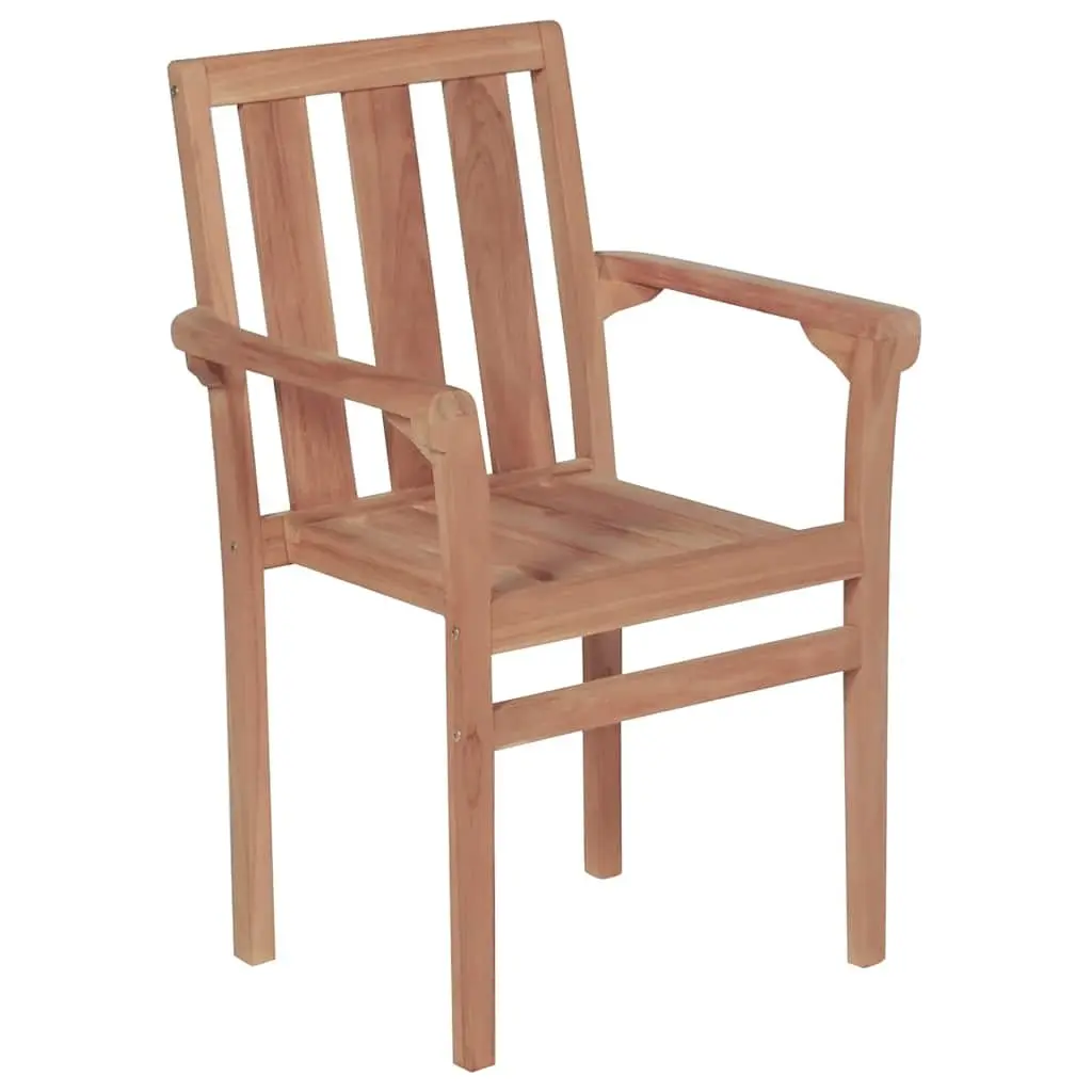 6-Piece Teak Wood Stackable Outdoor Chairs