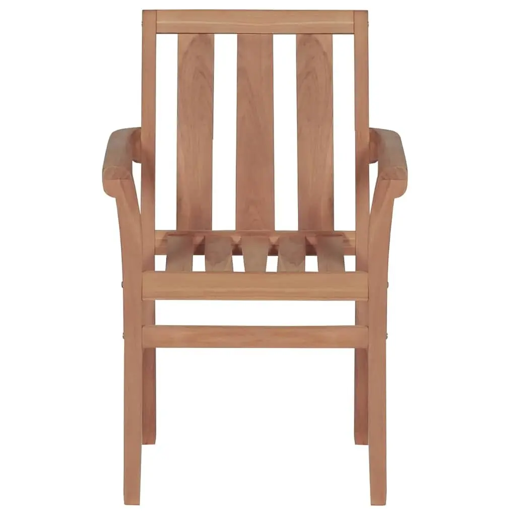 Solid Teak Wood Stackable Garden Chairs Set of 8