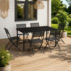7 Piece Outdoor Dining Set with Durable Steel Frame