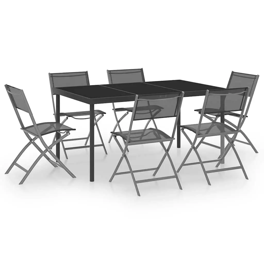 7 Piece Outdoor Dining Set with Durable Steel Frame