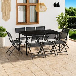Anthracite 9 Piece Outdoor Dining Set with Steel Frame